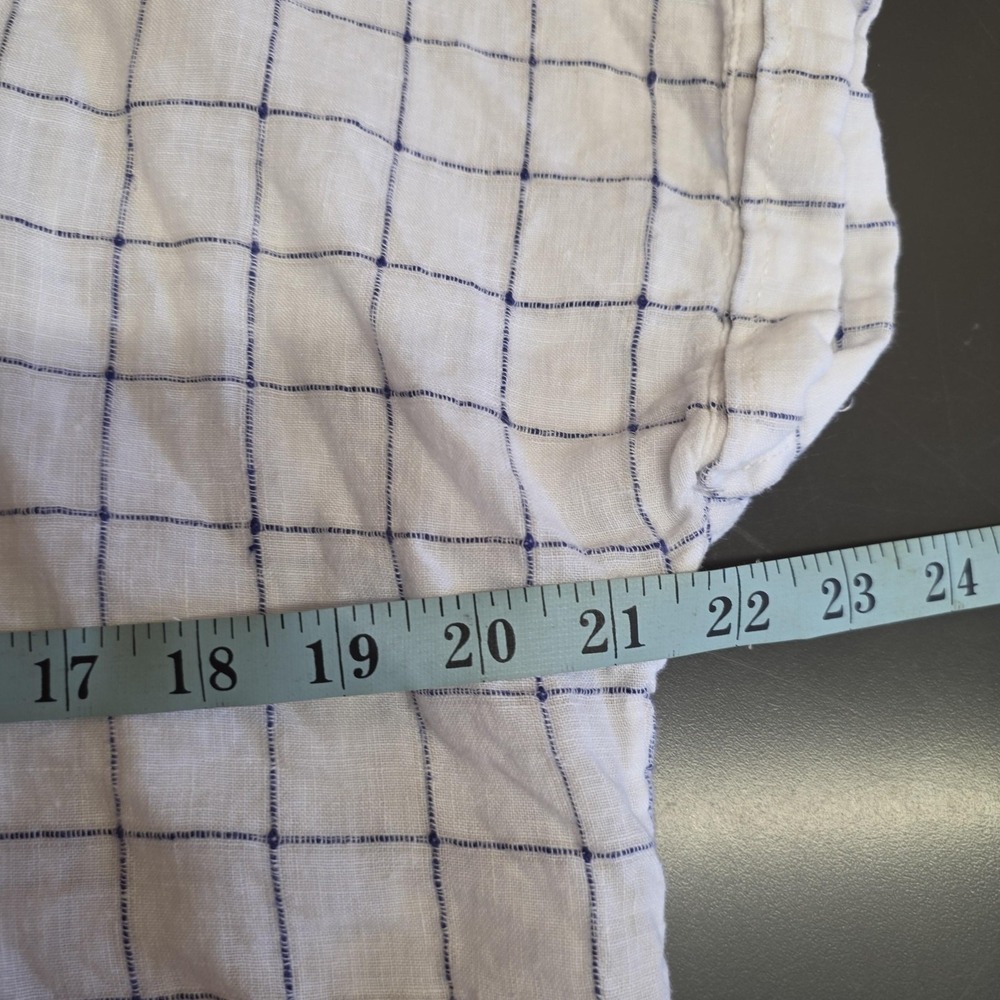 Tahari 100% Linen Tunic Top Women S White Check Collared Beachy Resort Lagenlook - Picture 6 of 8